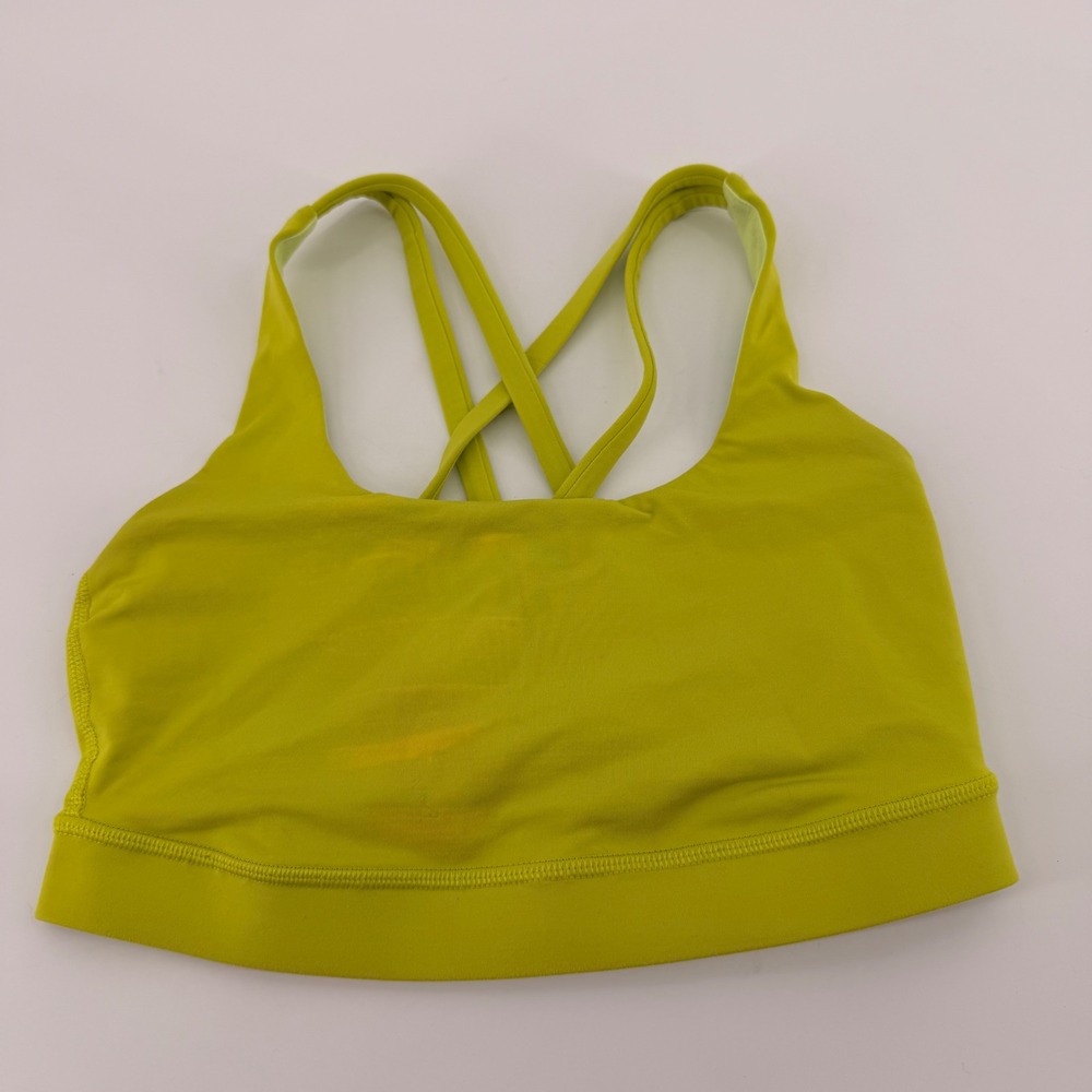 Lululemon Sports Bra Womens 4 Lime Green Free To Be Wild Strappy Yoga Workout
